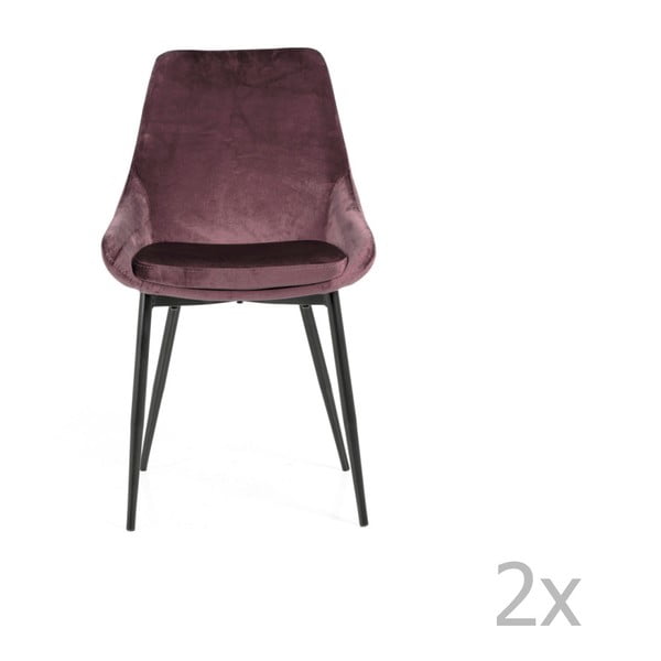 2 rozā ēdamistabas krēslu komplekts ar samta polsterējumu Tenzo Lex