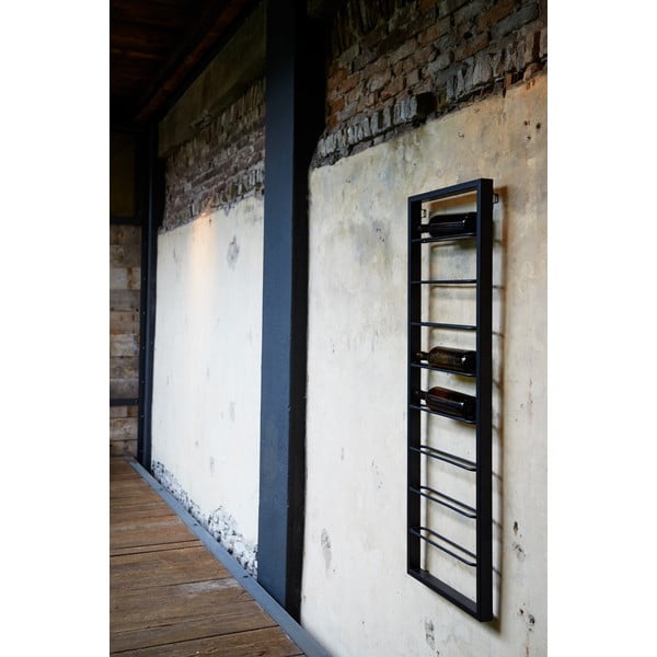 Melns sienas metāla vīna plaukts 42x120x6 cm Macaben – Light & Living-image-1