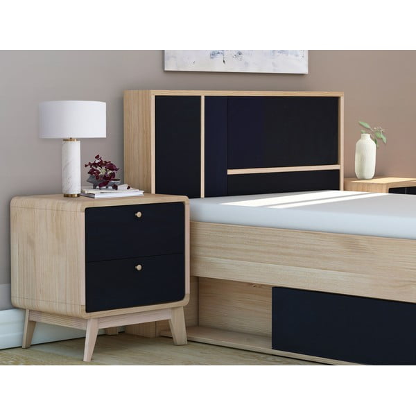 Melns naktsgaldiņš ar ozolkoka imitāciju Cassie – Støraa-image-1