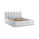 Gaiši pelēka polsterēta divvietīga gulta ar veļas kasti ar redelēm 160x200 cm Lupine – Micadoni 