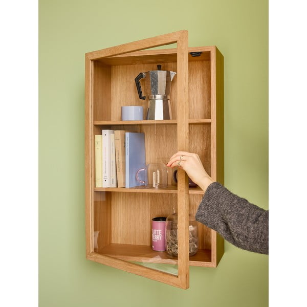 Dabīga toņa piekarināma vitrīna ar ozolkoka imitāciju 50x80 cm Panorama – Hübsch-image-4