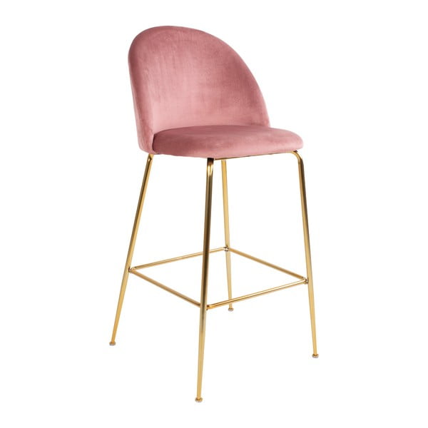 2 rozā bāra krēslu komplekts ar samta polsterējumu un misiņa krāsas kājām House Nordic Lausanne
