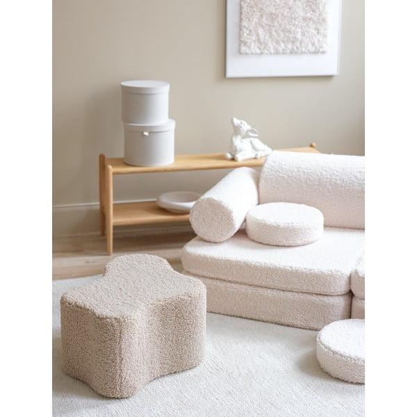 Krēmkrāsas bērnu dīvāns no buklē auduma 132 cm Settee – Wigiwama-image-3