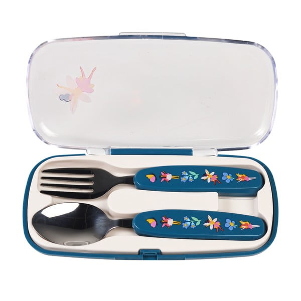 Zils nerūsējošā tērauda bērnu galda piederums (2 gab.) Fairies in the Garden – Rex London