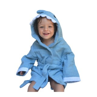 Zils kokvilnas halāts bērniem L izmērs Shark – Rocket Baby