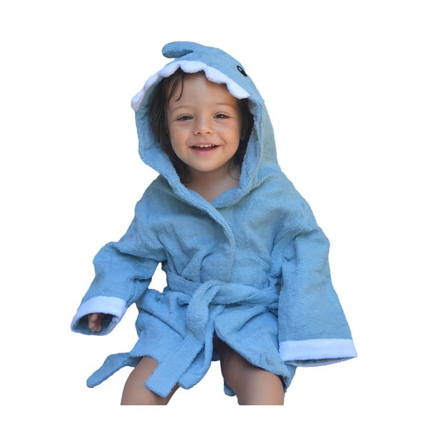 Zils kokvilnas halāts bērniem M izmērs Shark – Rocket Baby