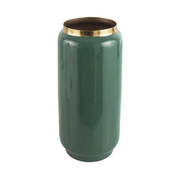 Zaļa vāze ar zeltainām detaļām PT LIVING Flare, augstums 27 cm