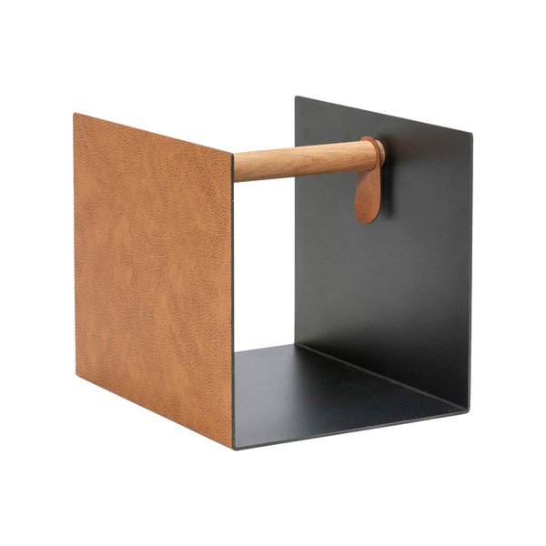 Melna/dabīga toņa dekoratīva metāla/ekoloģiskās ādas uzglabāšanas kaste 32x38x31 cm Bull – LIND DNA