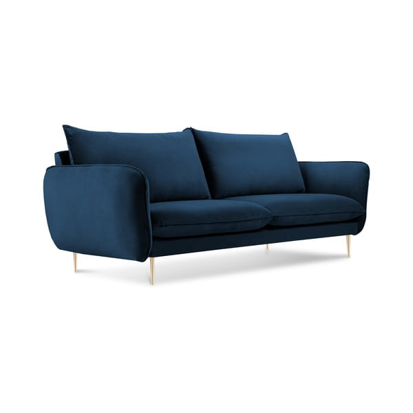 Zils divvietīgs samta dīvāns Cosmopolitan Design Florence, 160 cm