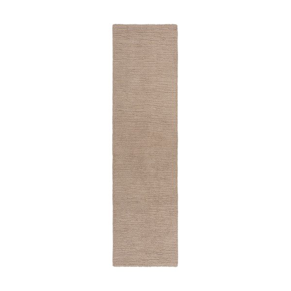 Bēšs ar rokām darināts vilnas celiņa paklājs 80x230 cm Harris Boucle – Flair Rugs