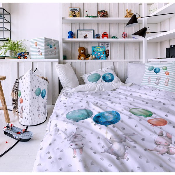 Kokvilnas bērnu gultas veļa Butter Kings Flying Bunnies, 100 x 130 cm-image-1