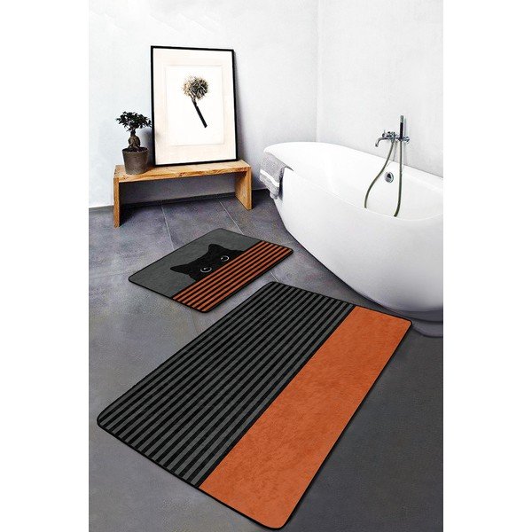 Melni/oranži vannas istabas paklājiņi (2 gab.) 60x100 cm – Mila Home-image-3