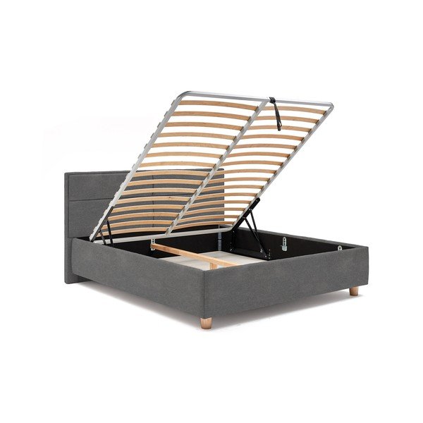 Gaiši pelēka divguļamā gulta ar režģi un uzglabāšanas vietu ProSpánek Grace, 160 x 200 cm-image-4