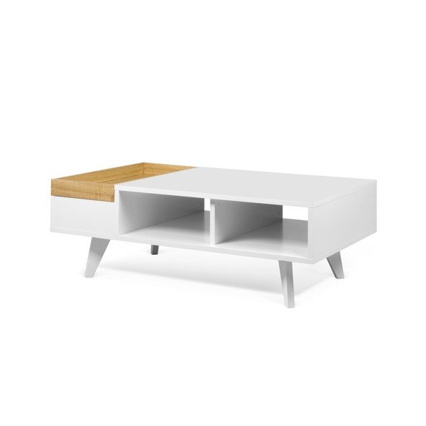 Balts kafijas galdiņš ar masīvkoka detaļām Symbiosis Platô-image-3