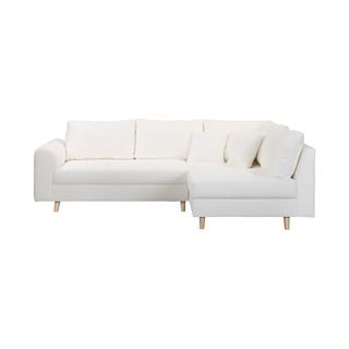 Balts stūra dīvāns no buklē auduma (ar labo stūri) Ariella – Ropez