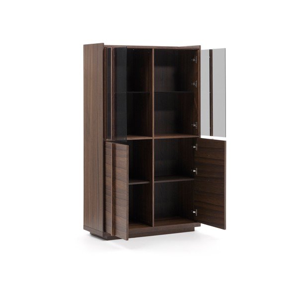 Brūna vitrīna ar riekstkoka imitāciju 100x170x40 cm Onix – Kave Home-image-3