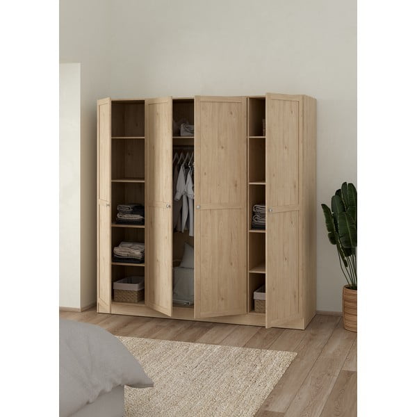 Dabīga toņa drēbju skapis ar ozolkoka imitāciju 195,5x200 cm Billund – Tvilum-image-2