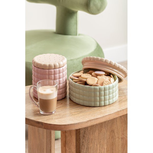 Gaiši rozā dekoratīva keramikas uzglabāšanas kaste ø 14x15 cm Biscuit Box – PT LIVING-image-1