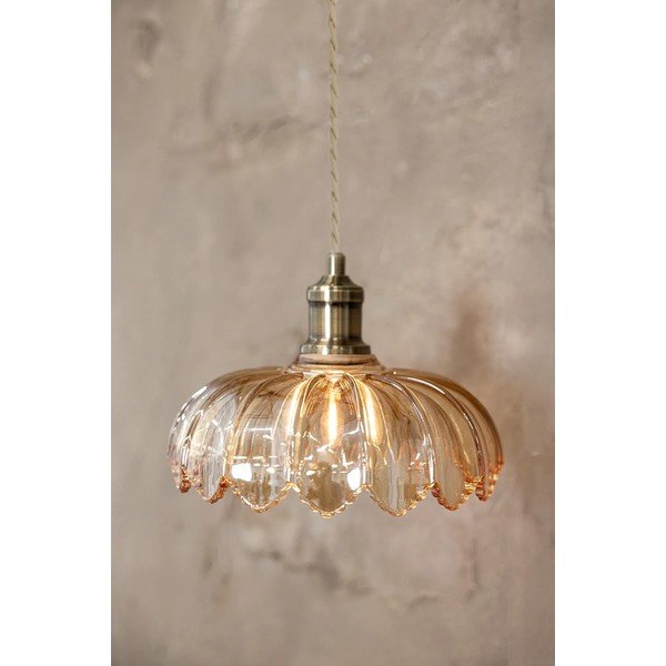 Misiņa krāsas/dzintara dzeltena piekaramā lampa ar stikla abažūru ø 25,5 cm Kurage – Markslöjd-image-2