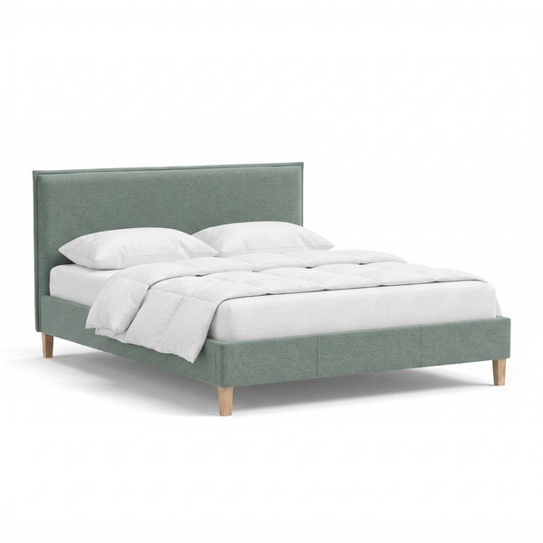 Zaļa polsterēta divvietīga gulta ar redelēm 180x200 cm Tina – Ropez