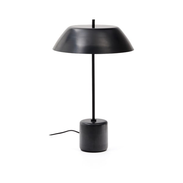 Melna marmora galda lampa ar metāla abažūru (augstums 58 cm) Sayra – Kave Home