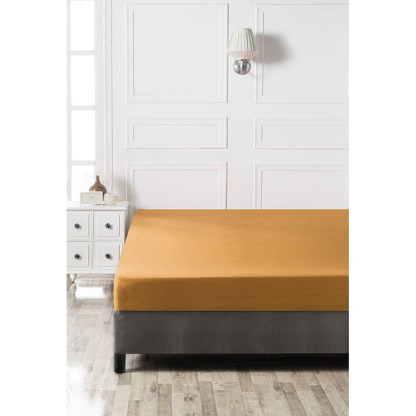 Dzeltens kokvilnas palags ar gumiju 160x200 cm – Mijolnir-image-2