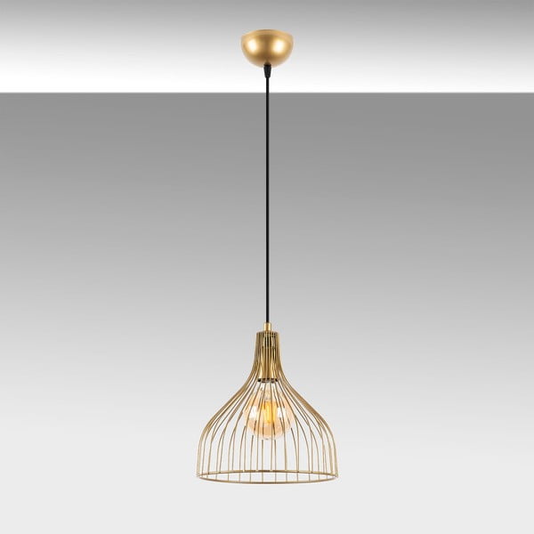 Zelta krāsas piekaramā lampa ar metāla abažūru ø 25 cm Cafu – Opviq lights-image-2