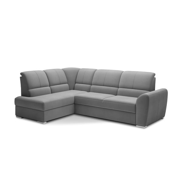 Pelēks samta salokāms/ar uzglabāšanas vietu stūra dīvāns (ar kreiso stūri/L veida) Siber – ELTAP-image-2