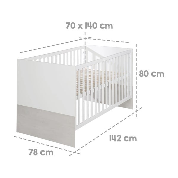 Balta/gaiši pelēka bērnu gultiņa 70x140 cm Julia – Roba-image-2