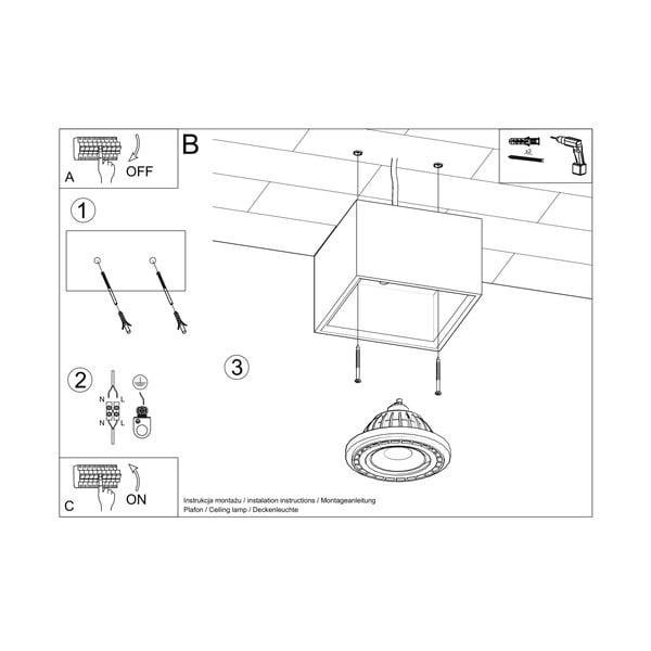 Pelēka prožektora tipa lampa 14x14 cm Postiga – Sollux-image-4