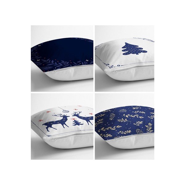 Zili baltas spilvendrānas (4 gab.) 43x43 cm – Minimalist Cushion Covers-image-1