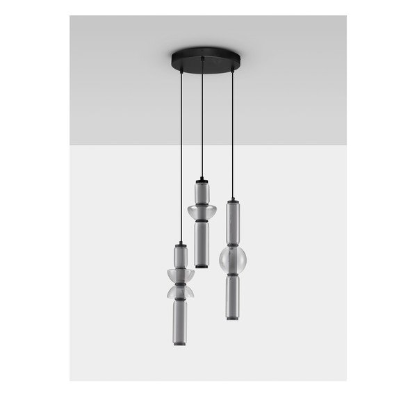 Pelēka stikla LED piekaramā lampa ar regulējamu spilgtumu ø 38 cm Ulon – Nova Luce-image-3