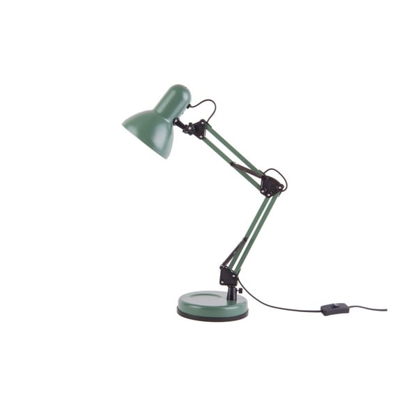 Zaļa galda lampa ar melnām detaļām Leitmotiv Hobby, ø 12,5 cm