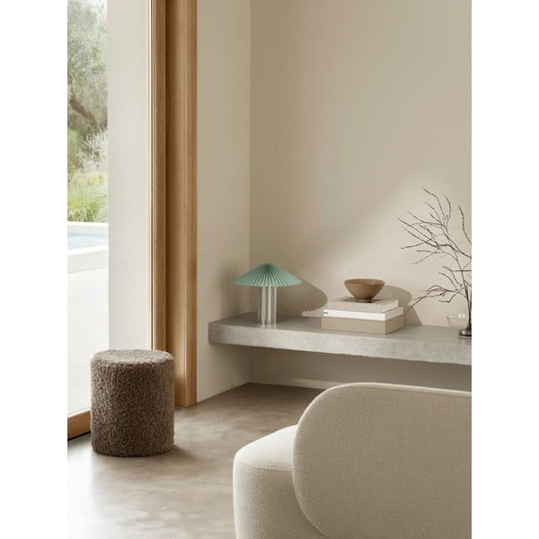 Brūns pufs no buklē auduma Teddy – Blomus-image-1