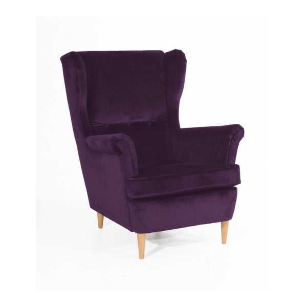 Violets krēsls ar gaiši brūnām kājām Max Winzer Clint Suede