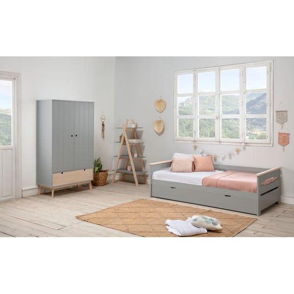 Pelēks bērnu skapis ar priedes koka kājām Marckeric Kiara-image-1