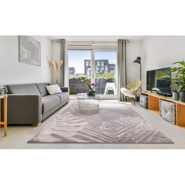 Pelēks vilnas paklājs 133x180 cm Monstera – Agnella-image-1