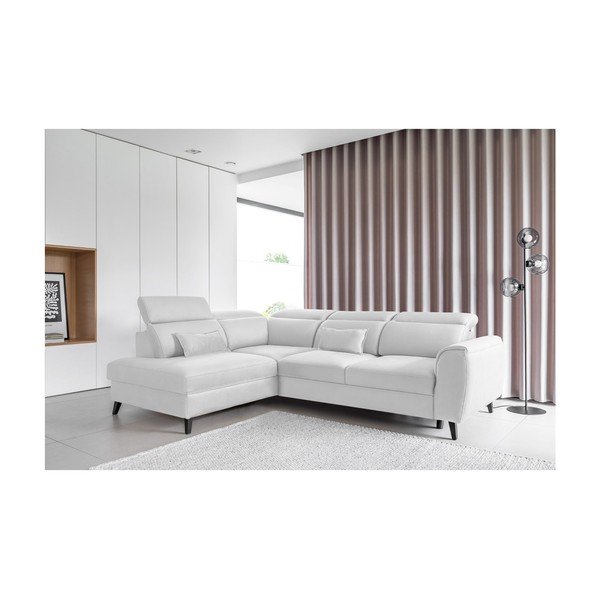 Balts samta salokāms/ar uzglabāšanas vietu stūra dīvāns (ar kreiso stūri/L veida) Noble – ELTAP-image-1