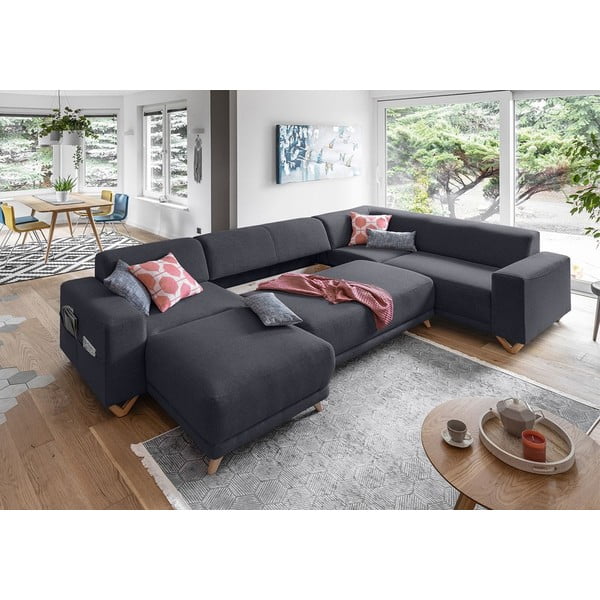 Antracīta pelēks salokāms/ar uzglabāšanas vietu stūra dīvāns (ar labo stūri/U veida) Classy Sophie – Miuform-image-4