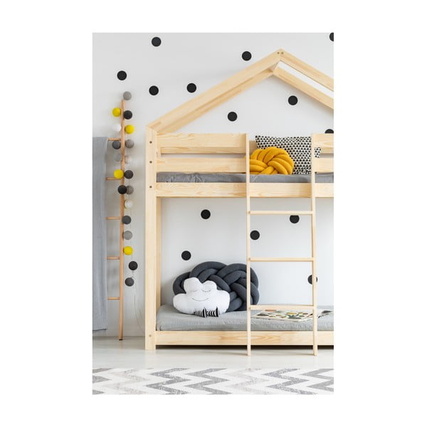 Mājas divstāvu gulta no priedes koka Adeko Mila DMP, 90 x 160 cm-image-1