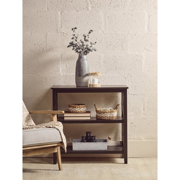 Melns priedes masīvkoka plaukts 40x81x81 cm Heritage – Premier Housewares-image-1