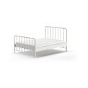 Balta metāla divvietīga gulta ar redelēm 140x200 cm BRONXX – Vipack