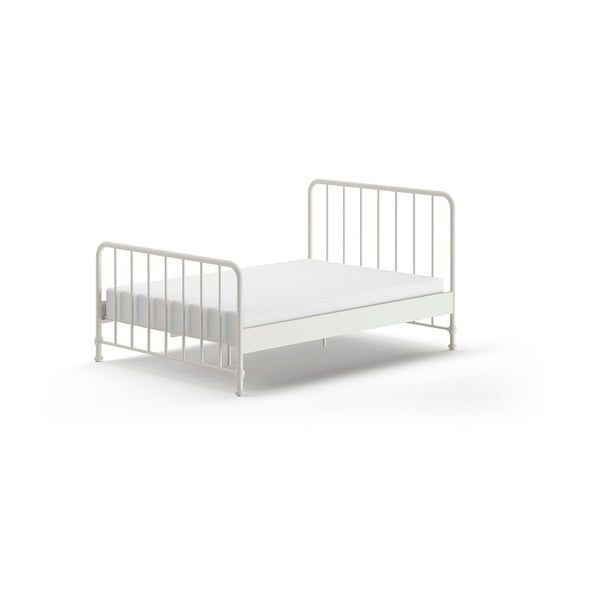 Balta metāla vienvietīga gulta ar redelēm 140x200 cm BRONXX – Vipack