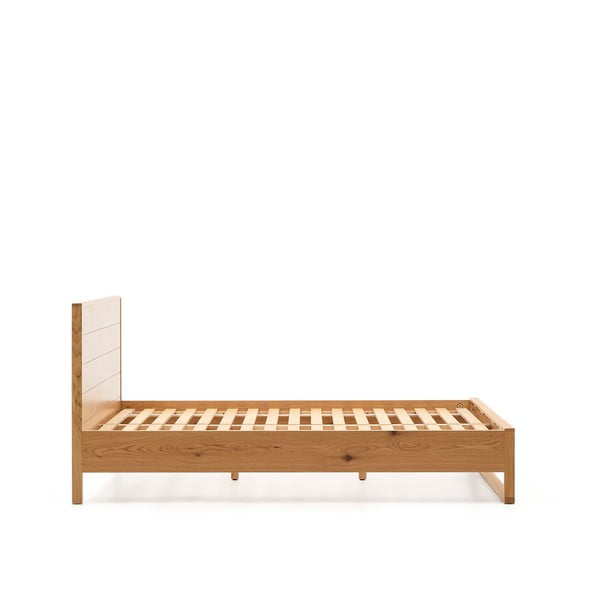 Dabīga toņa ozola masīvkoka divvietīga gulta ar redelēm 180x200 cm Alguema – Kave Home-image-3