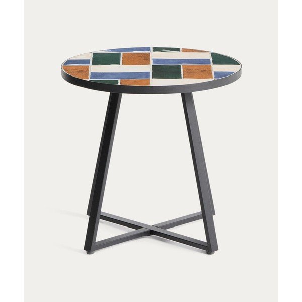Apaļš dārza galdiņš ar keramikas virsmu ø 45 cm Tella – Kave Home-image-2