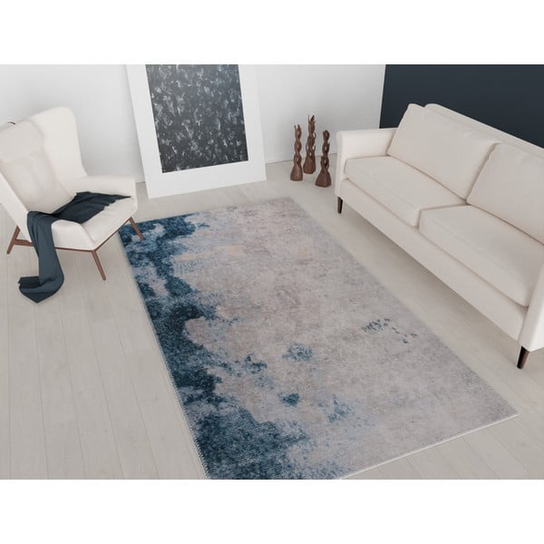 Zils/krēmkrāsas mazgājams paklājs 80x50 cm – Vitaus-image-1