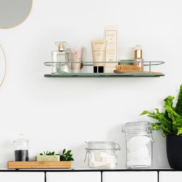 Piparmētru zaļš metāla pašturošs vannas istabas plaukts Grena – Compactor-image-1