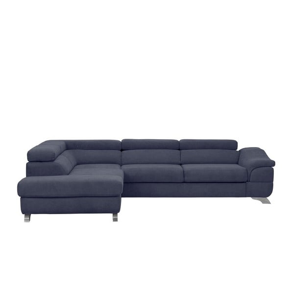 Tumši zils Windsor & Co Sofas Gamma dīvāns ar samta polsterējumu, kreisais stūris