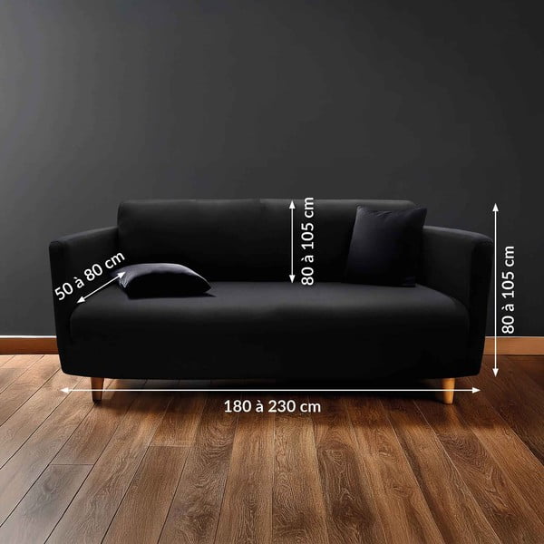 Melns uzvelkams pārvalks dīvānam 3 sēdvietām Mila – douceur d'intérieur-image-2