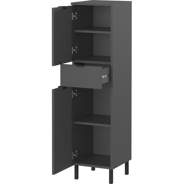 Antracīta pelēks augsts/šaurs vannas istabas skapis 30x120 cm Arcena – Germania-image-3